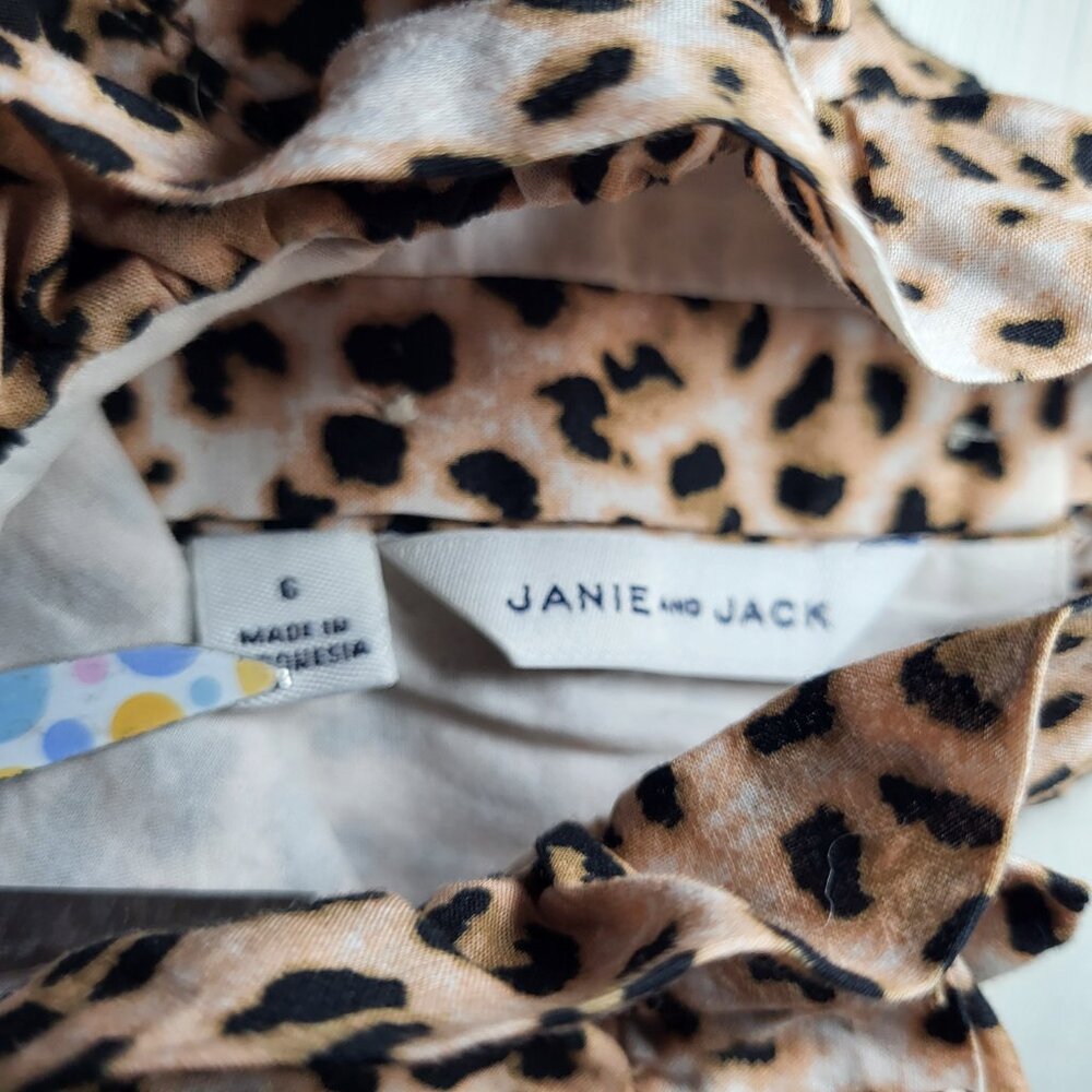 Janie & Jack Girl's Top Leopard Cheetah Ruffle Cotton Tunic. - Picture 3 of 6